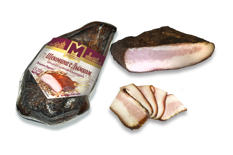 Копчено-вареный продукт из свинины мясной бескостный "Щековина с Дымком"